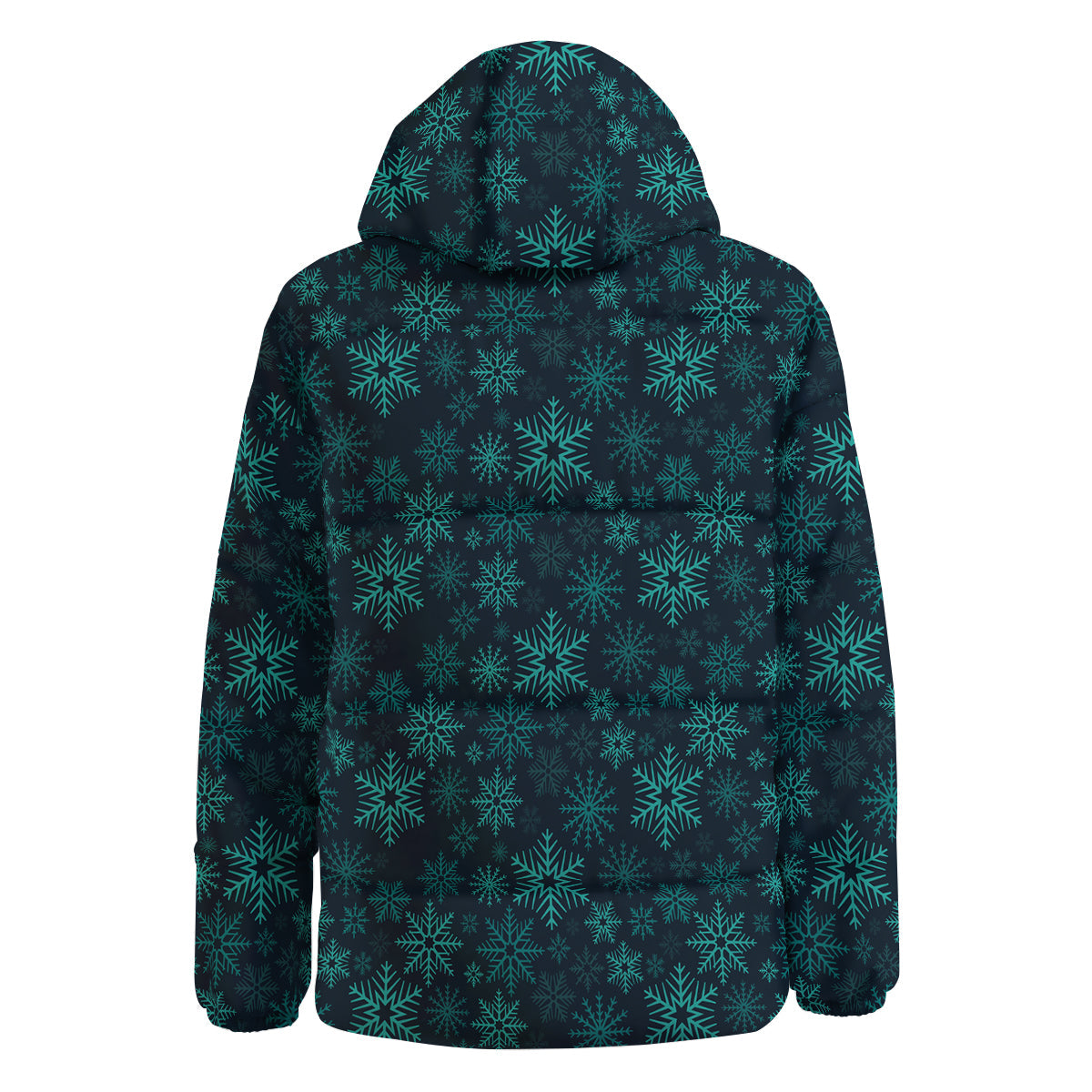 Snowflake Turquoise Print Pattern Down Jacket-grizzshop