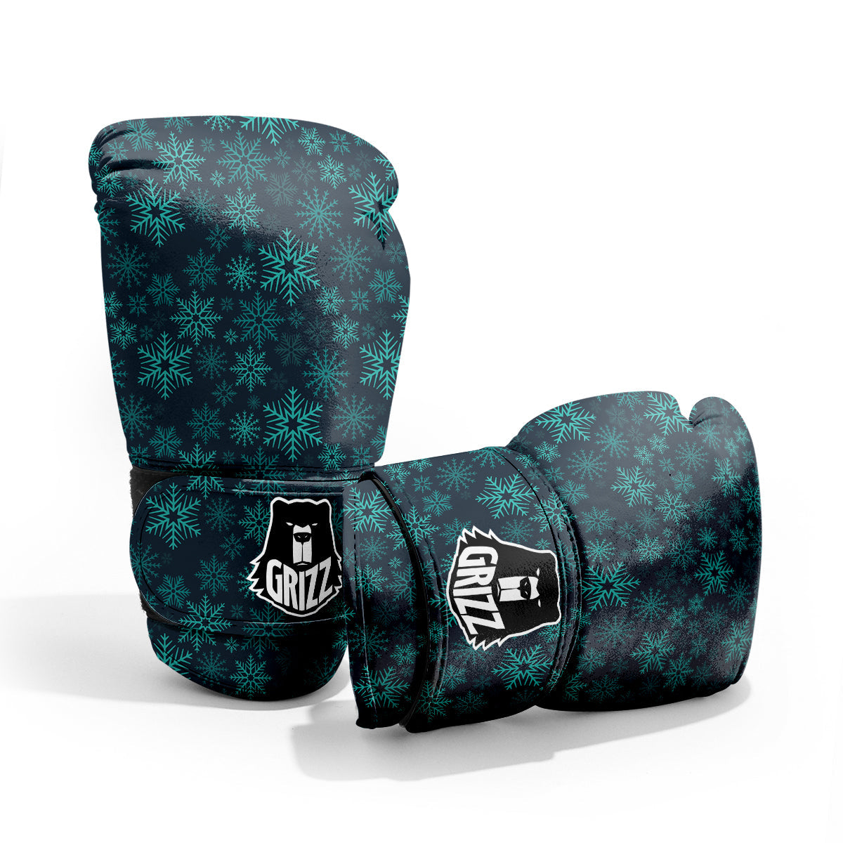 Snowflake Turquoise Print Pattern Sparring Gloves-grizzshop