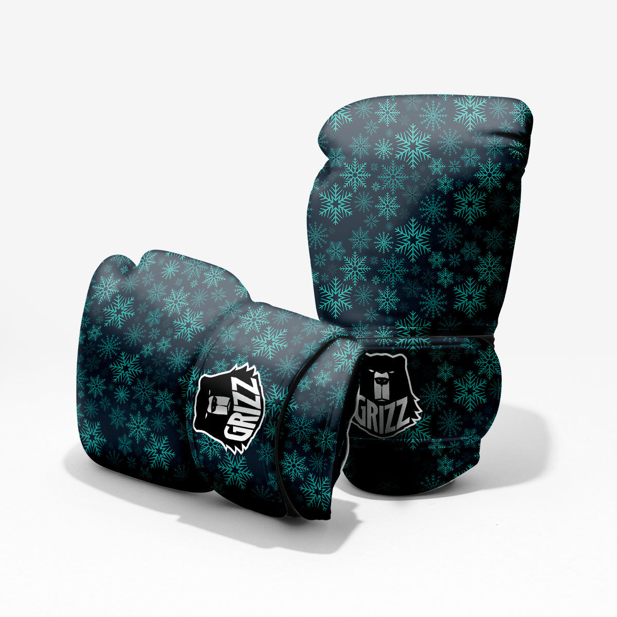 Snowflake Turquoise Print Pattern Pro Boxing Glove