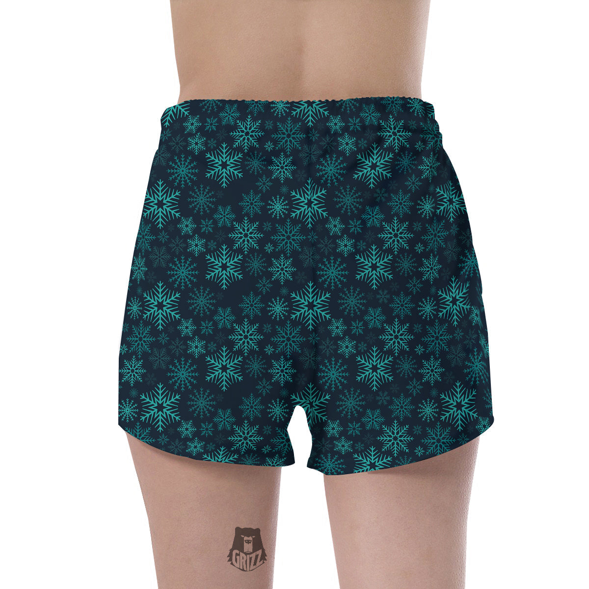 Snowflake Turquoise Print Pattern Women's Shorts-grizzshop