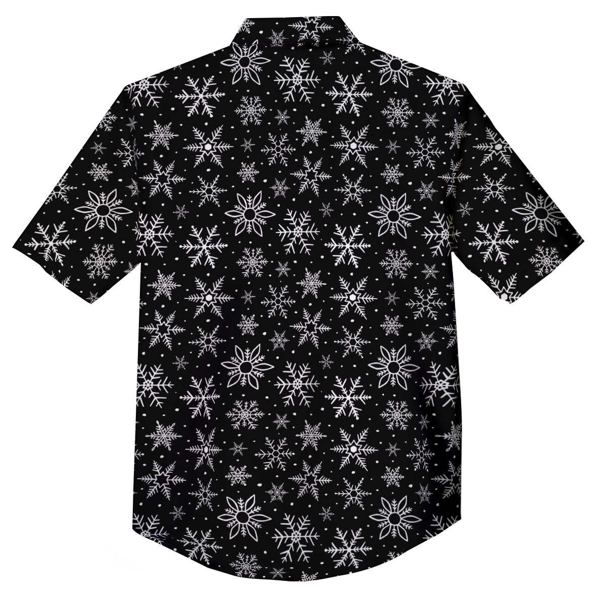 Snowflake White And Black Print Pattern Button Up Shirt-grizzshop