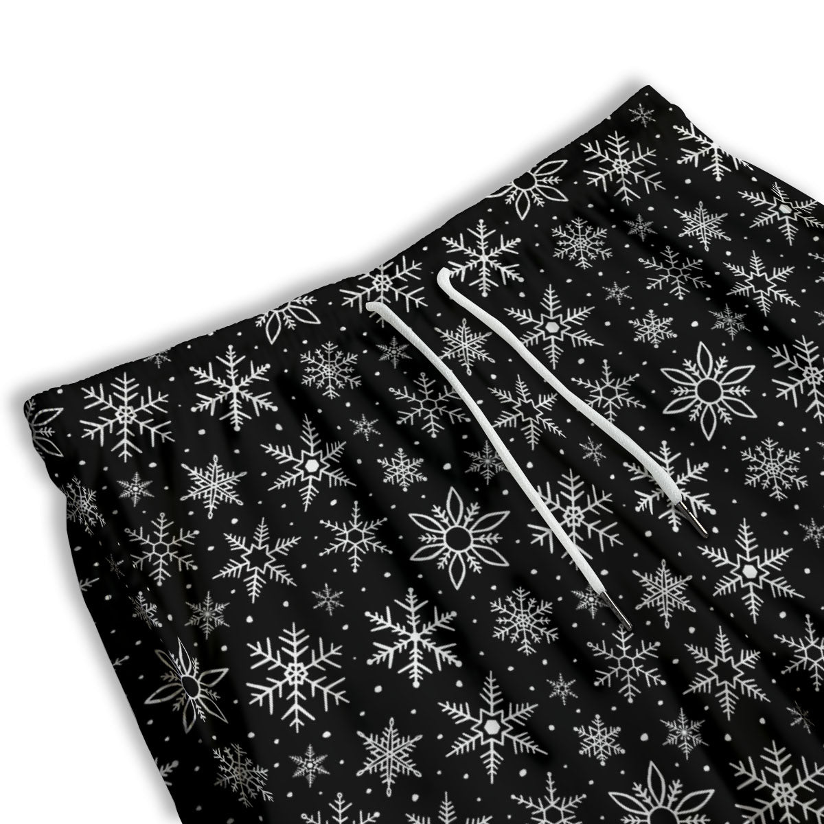 Snowflake White And Black Print Pattern Men's Athletic Shorts