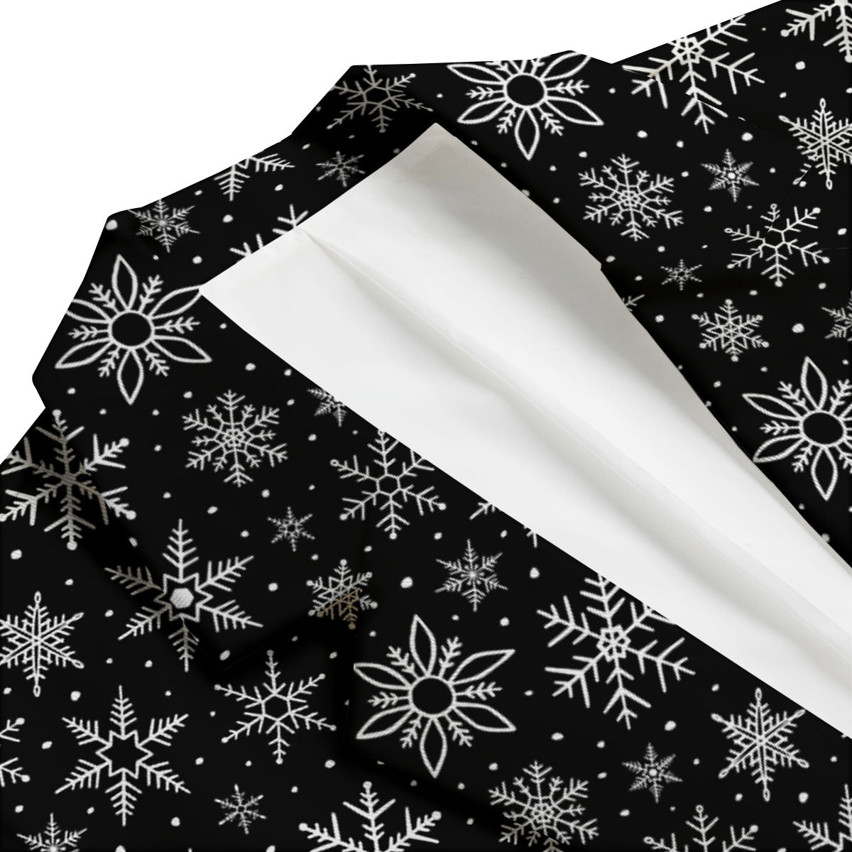 Snowflake White And Black Print Pattern Men's Blazer-grizzshop