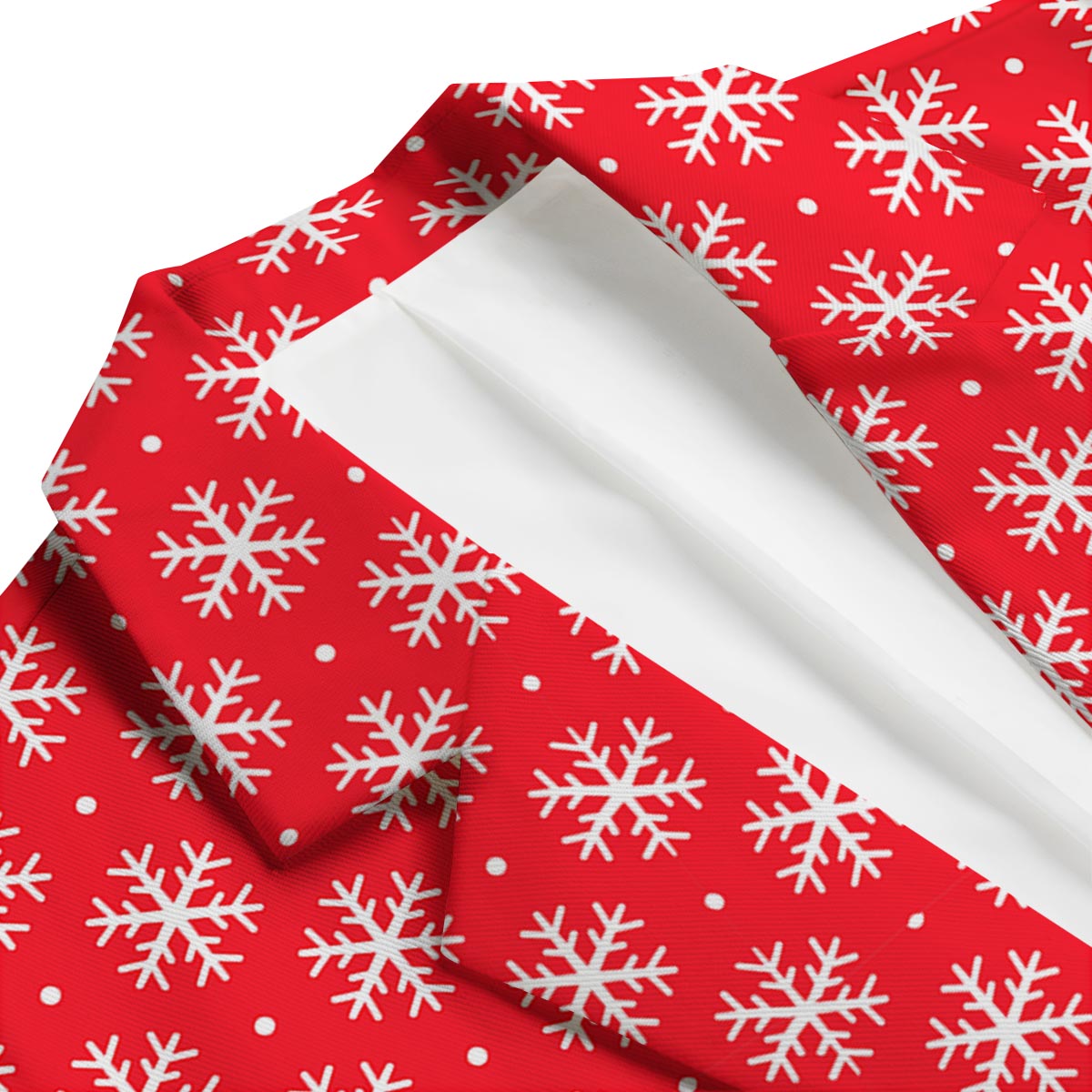 Snowflake White And Red Print Pattern Men's Blazer-grizzshop