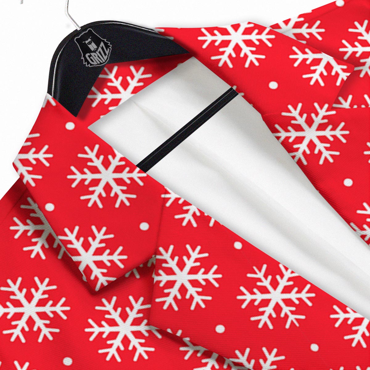 Snowflake White And Red Print Pattern Men's Sport Coat-grizzshop