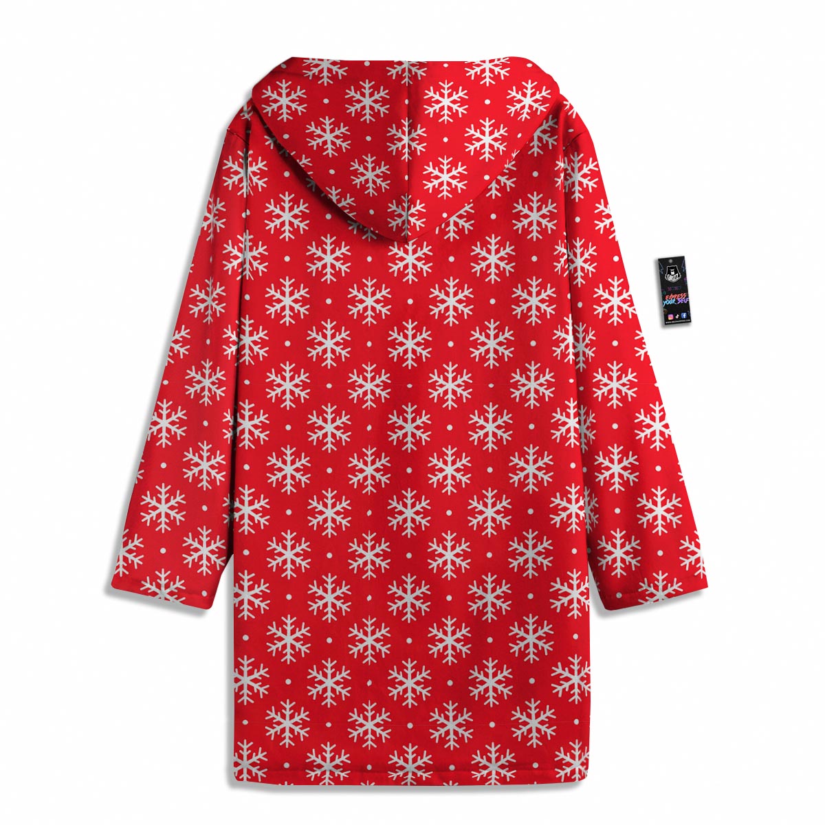 Snowflake White And Red Print Pattern Men's Windbreaker Jacket-grizzshop