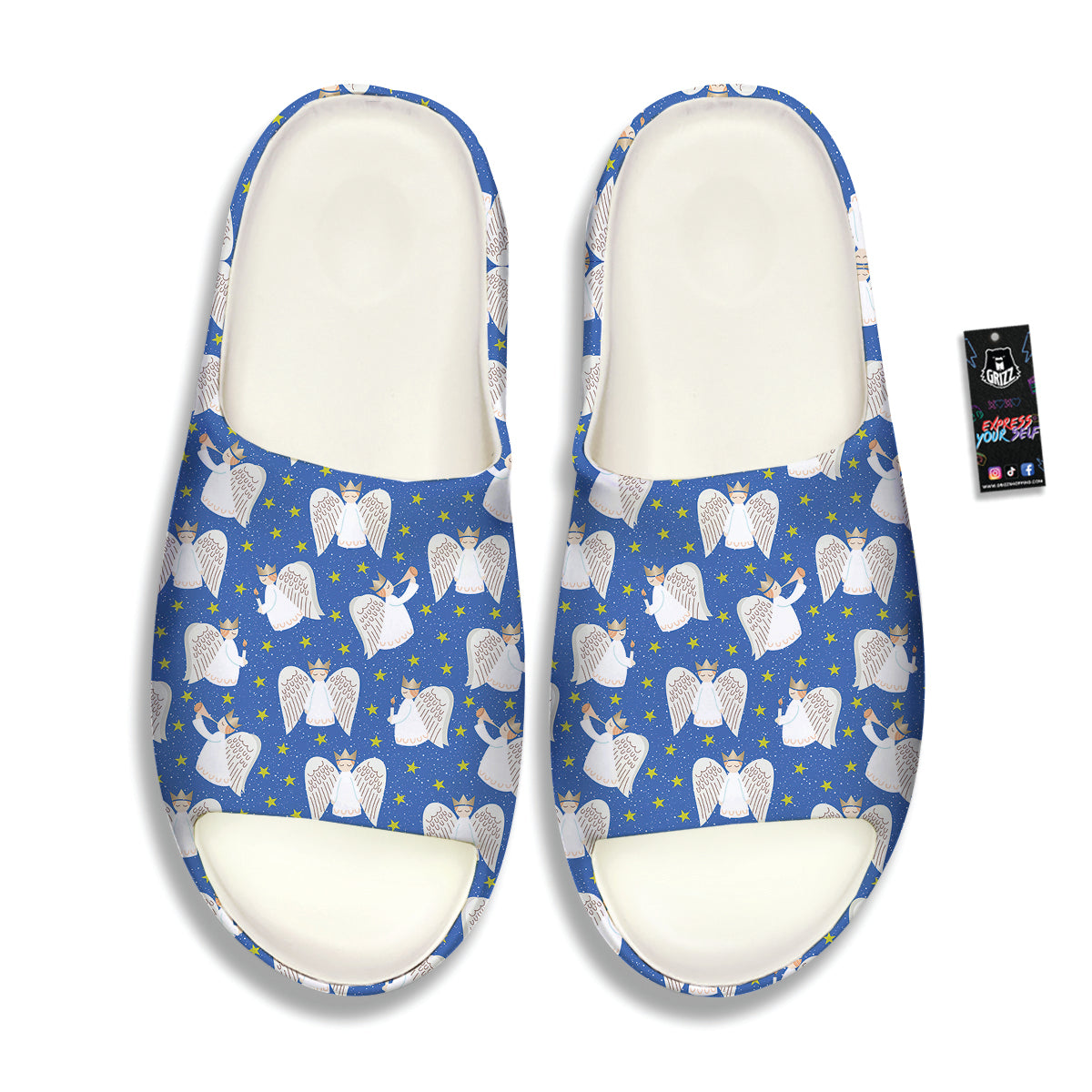 Snowflake And Angel Print Pattern Sandals-grizzshop