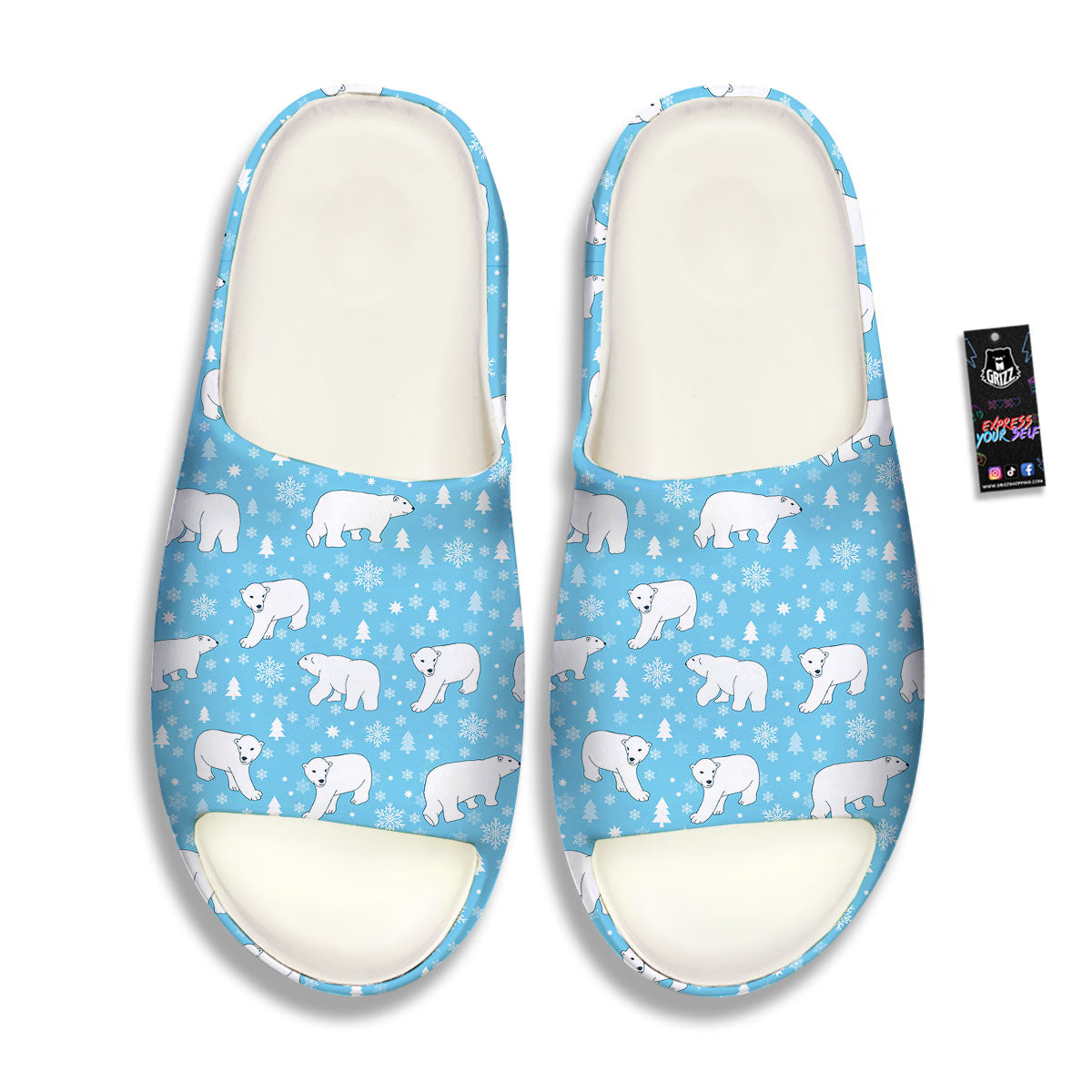 Snowflake And Polar Bear Print Pattern Sandals-grizzshop