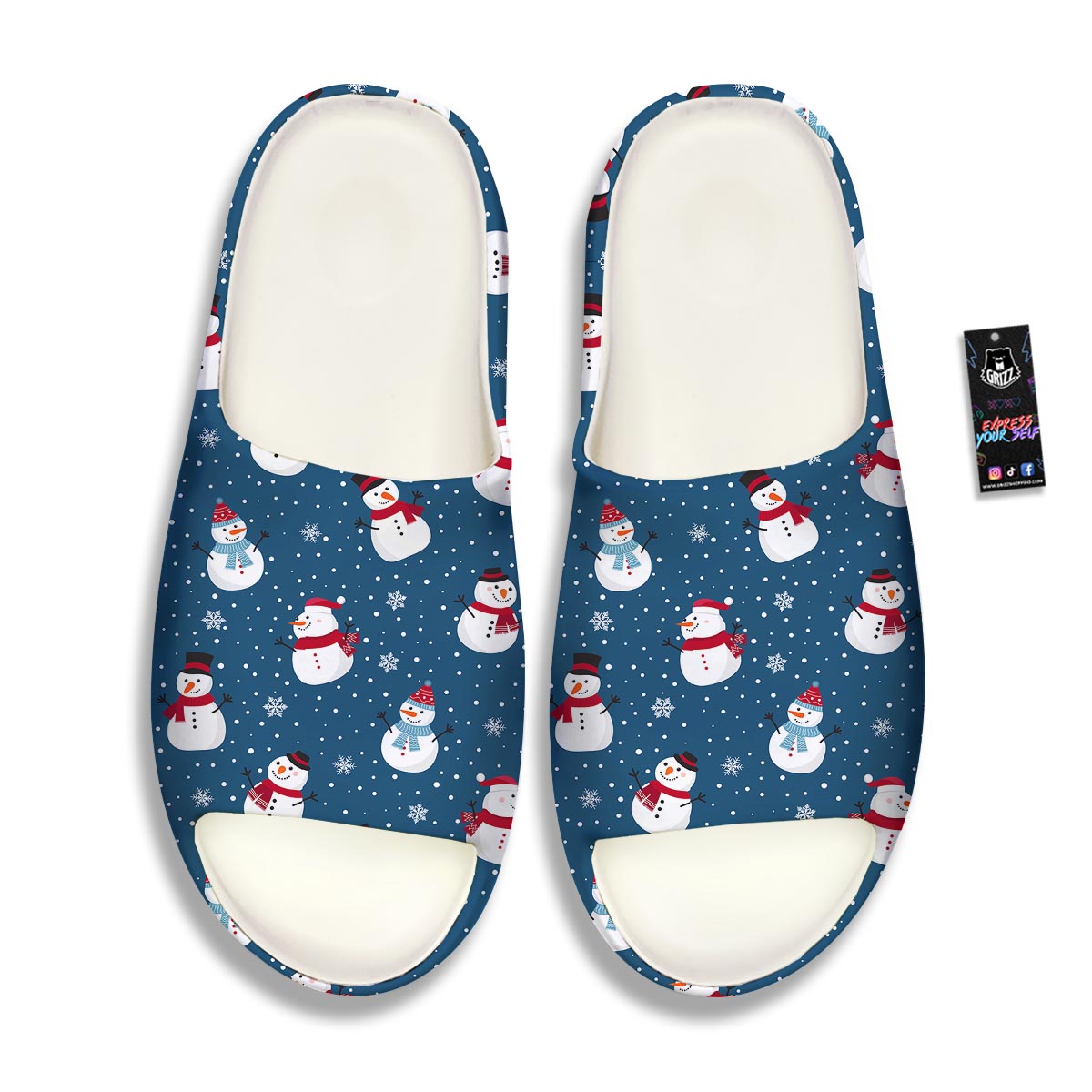 Snowflake And Snowman Print Pattern Sandals-grizzshop