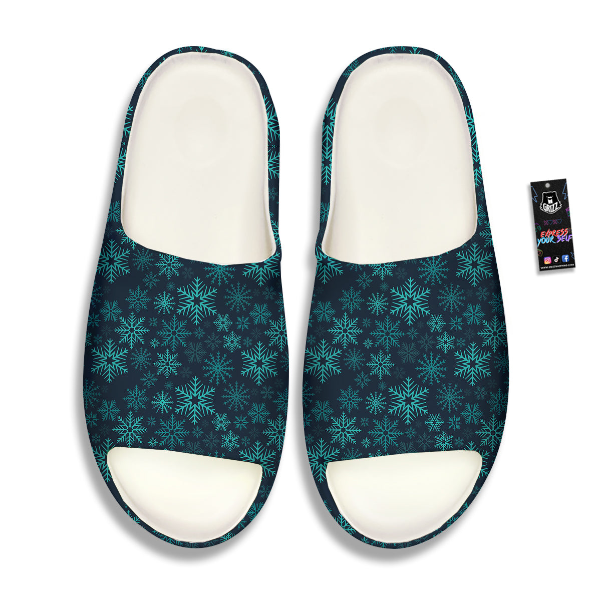 Snowflake Turquoise Print Pattern Sandals-grizzshop