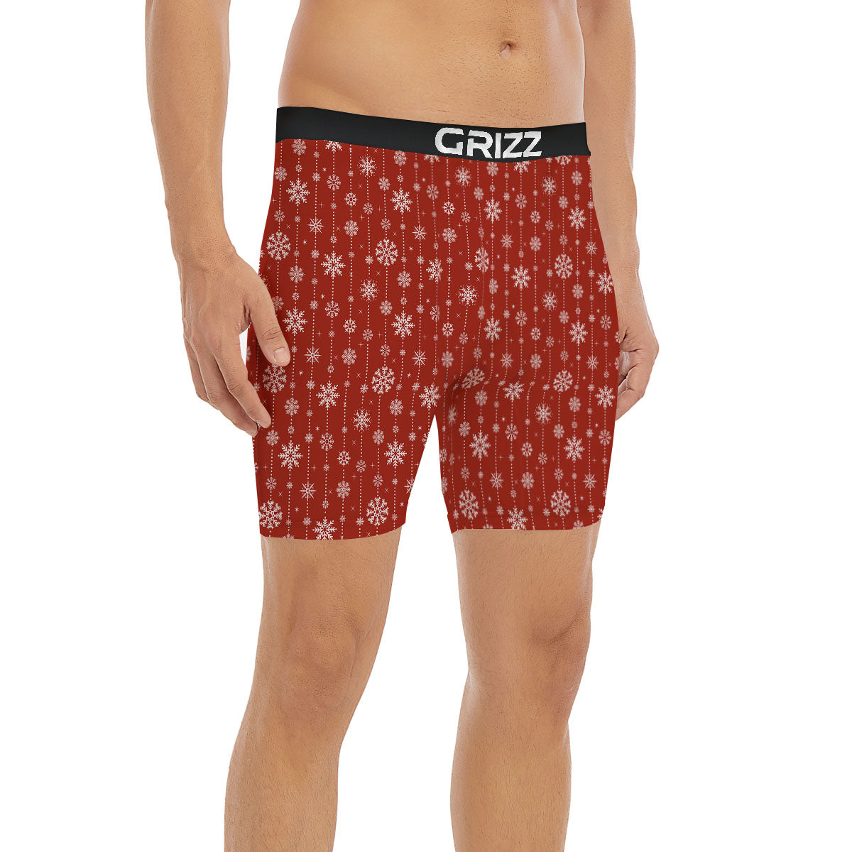 Snowflakes Merry Christmas Print Pattern Boxer Briefs-grizzshop