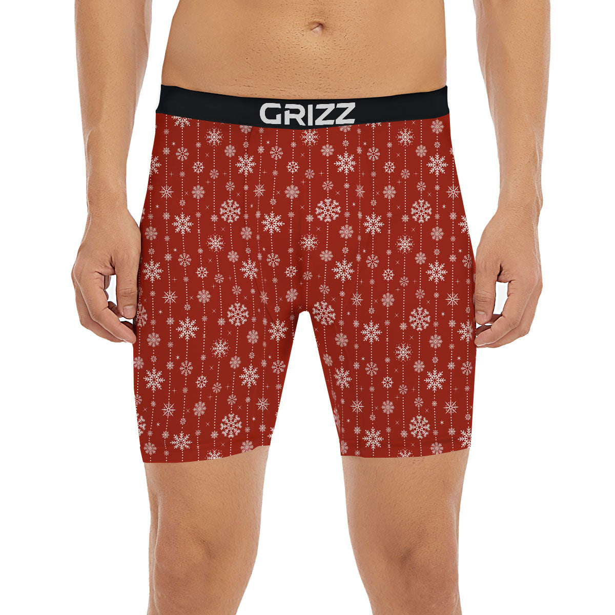 Snowflakes Merry Christmas Print Pattern Boxer Briefs-grizzshop