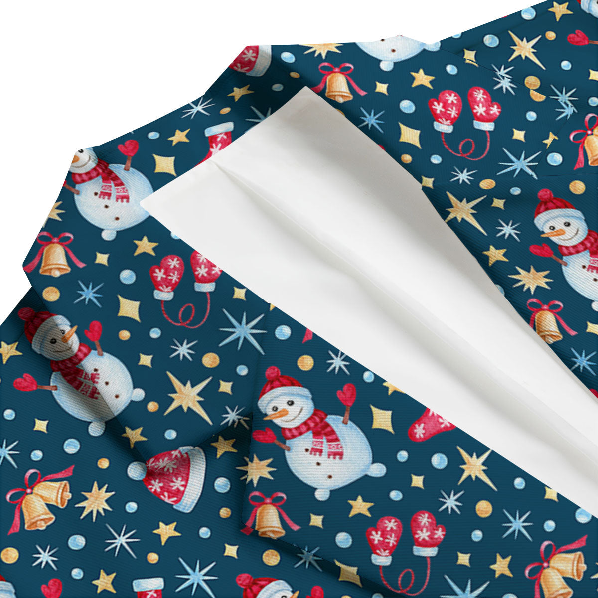 Snowman Christmas Print Pattern Men's Blazer-grizzshop