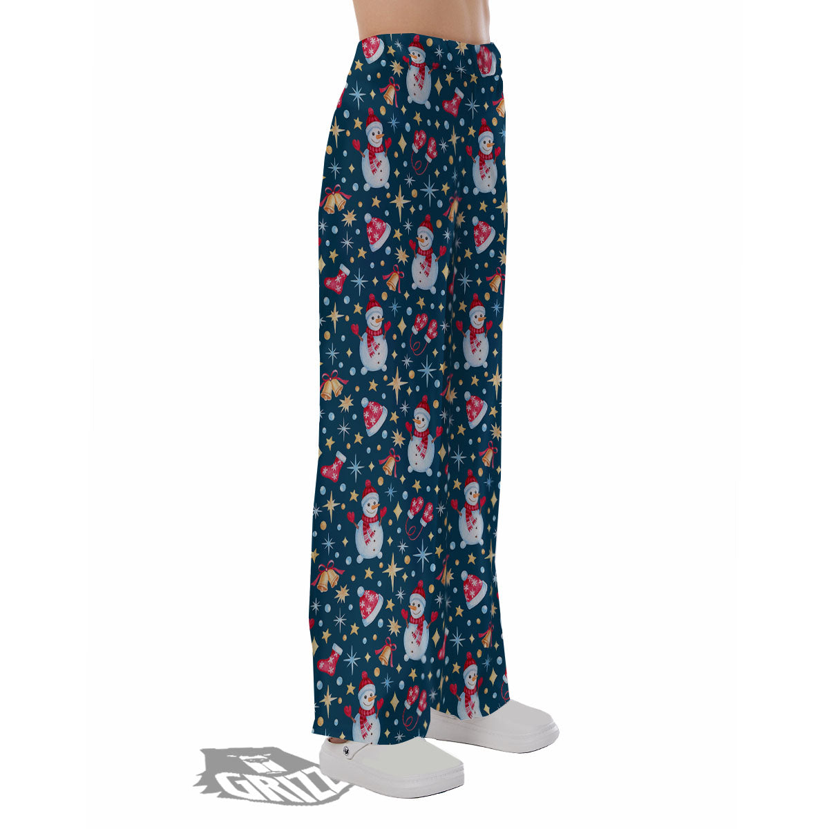 Snowman Christmas Print Pattern Pajama Pants-grizzshop
