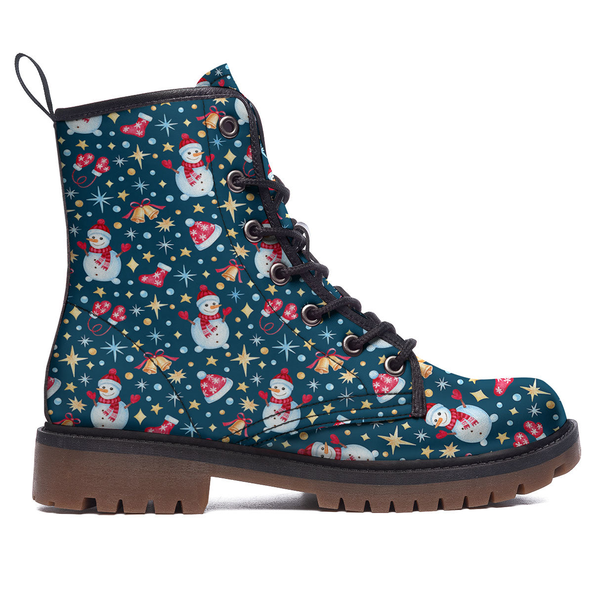 Snowman Christmas Print Pattern Work Boots-grizzshop
