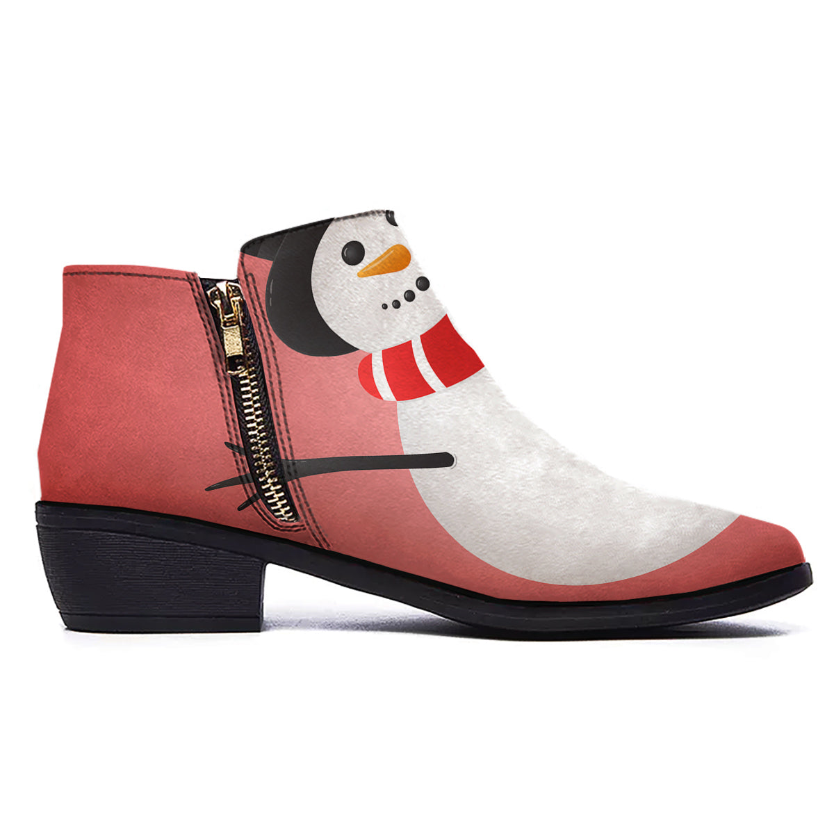 Snowman Cute Print Ankle Boots-grizzshop