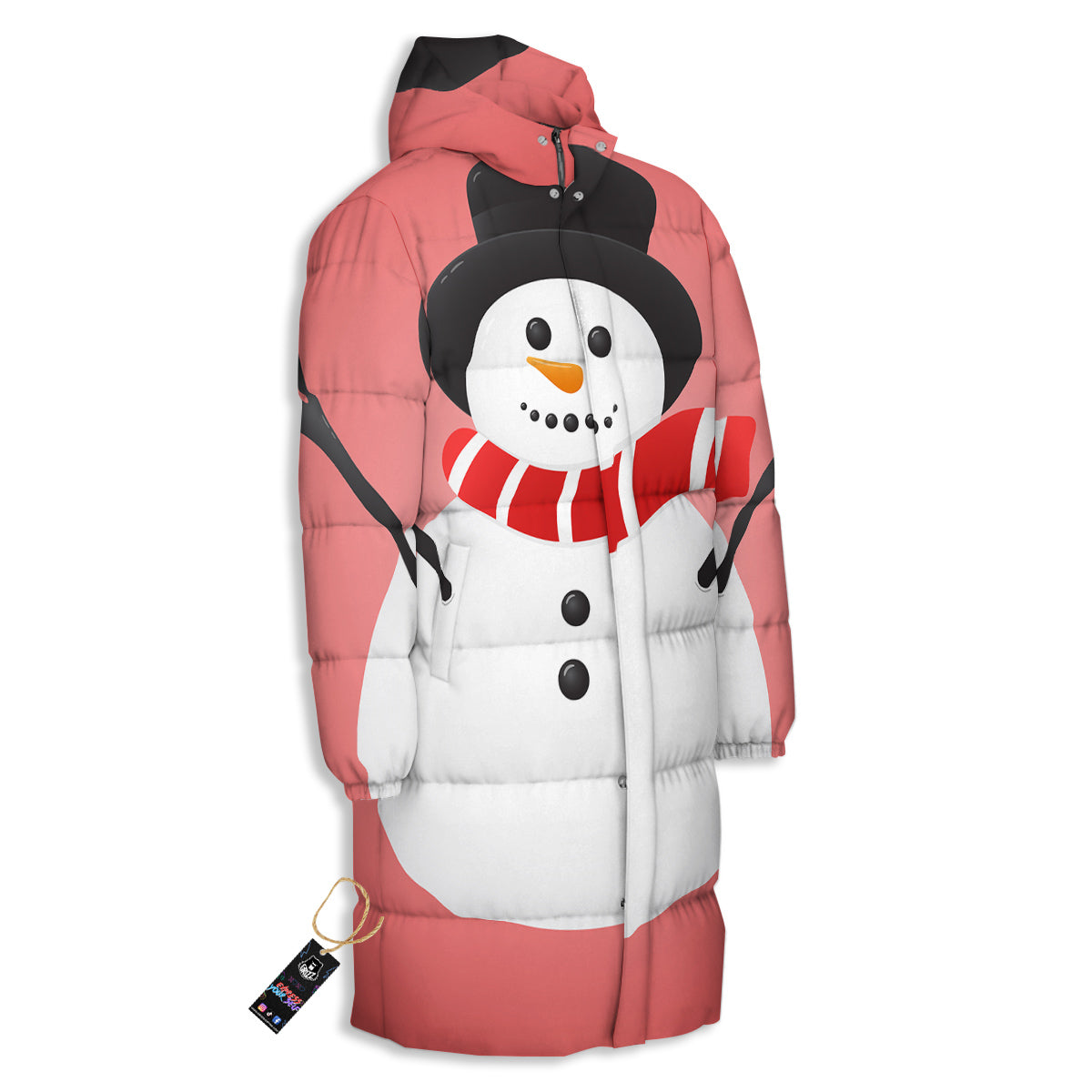 Snowman Cute Print Long Down Jacket-grizzshop