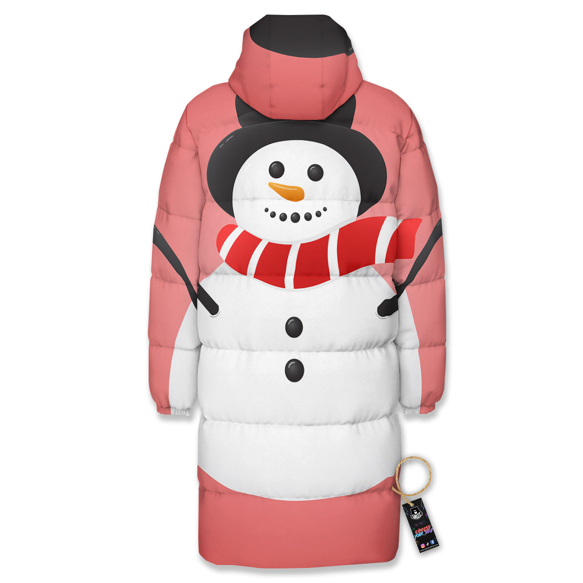 Snowman Cute Print Long Down Jacket-grizzshop