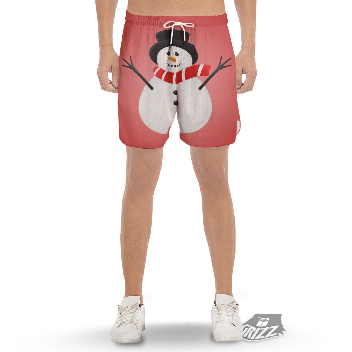 Snowman Cute Print Men's Gym Shorts-grizzshop