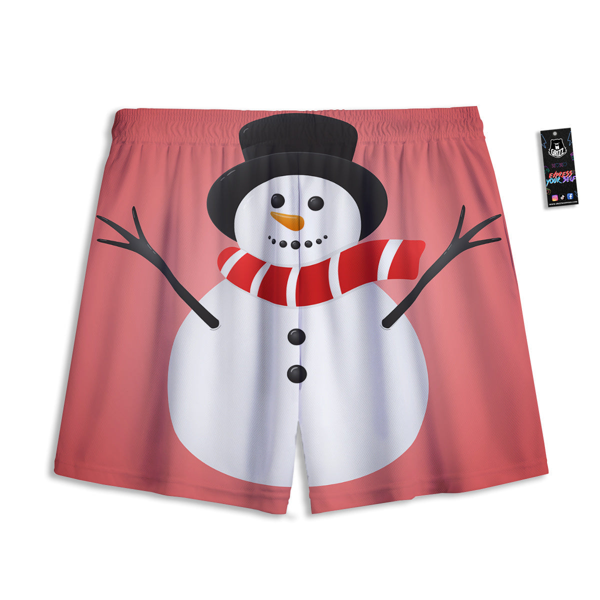 Snowman Cute Print Mesh Shorts