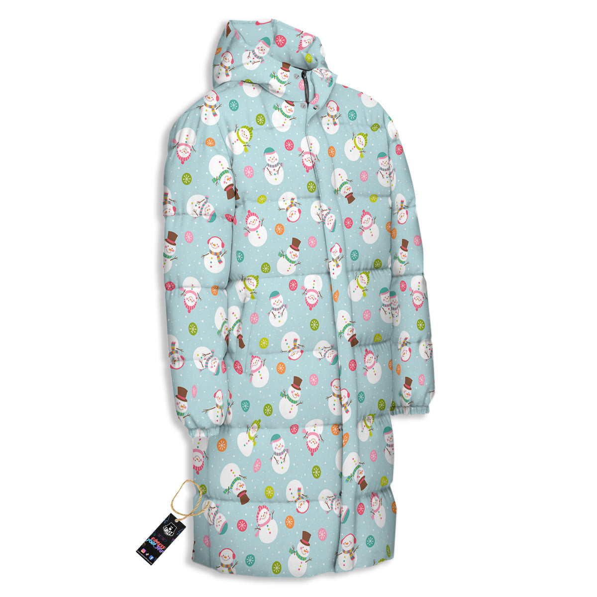 Snowman Cute Print Pattern Long Down Jacket-grizzshop