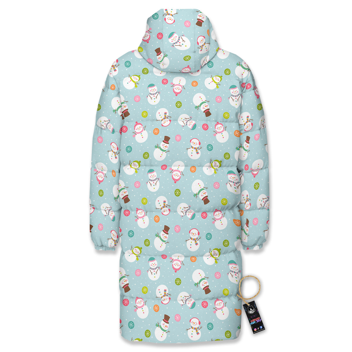 Snowman Cute Print Pattern Long Down Jacket-grizzshop