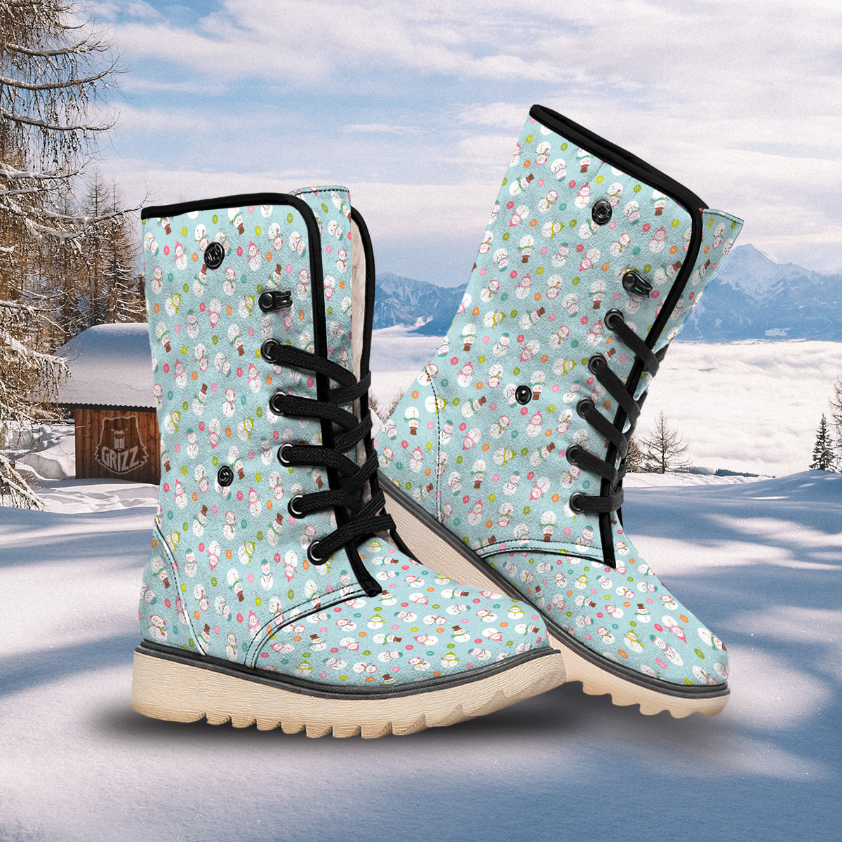 Snowman Cute Print Pattern Snow Boots-grizzshop