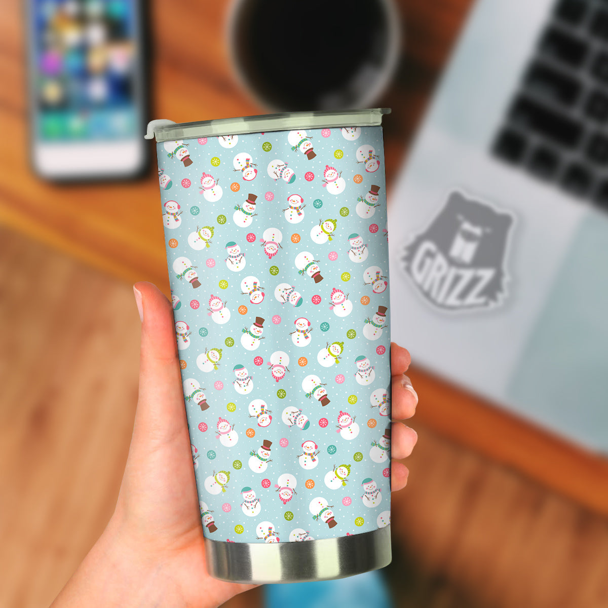 Snowman Cute Print Pattern Tumbler-grizzshop