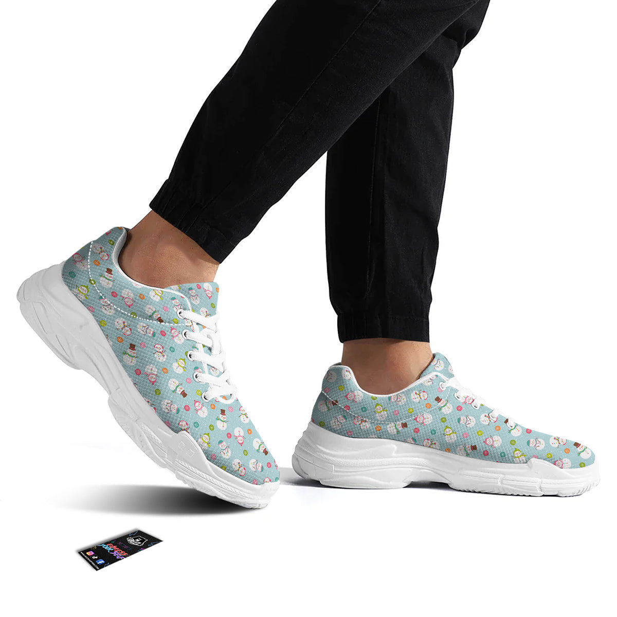 Snowman Cute Print Pattern White Chunky Shoes-grizzshop