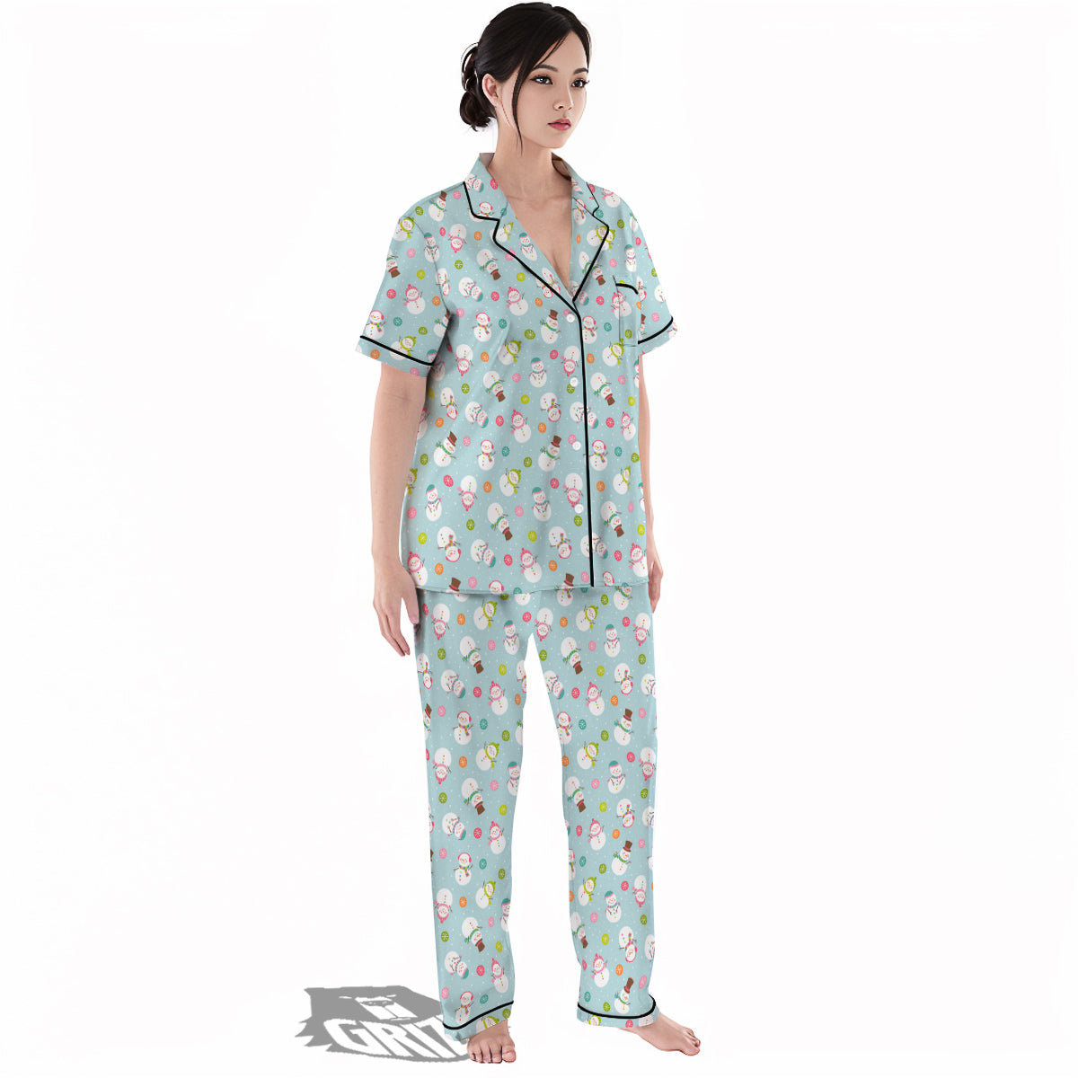 Snowman Cute Print Pattern Women's Pajamas Set-grizzshop
