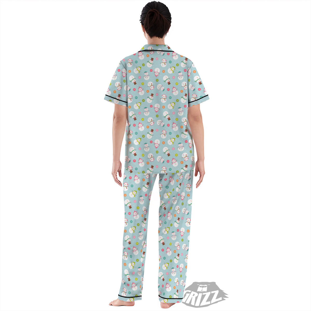 Snowman Cute Print Pattern Women's Pajamas Set-grizzshop