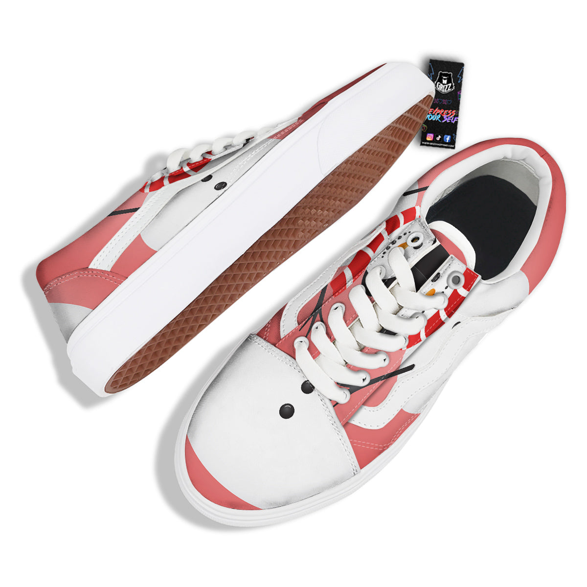 Snowman Cute Print Skate Shoes-grizzshop
