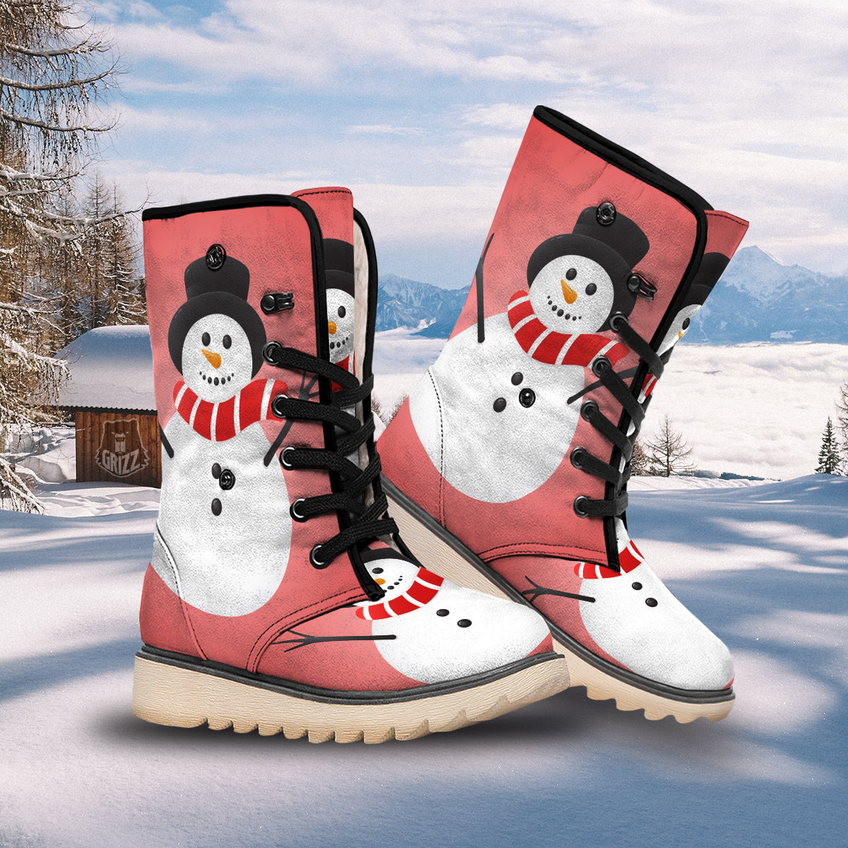 Snowman Cute Print Snow Boots-grizzshop