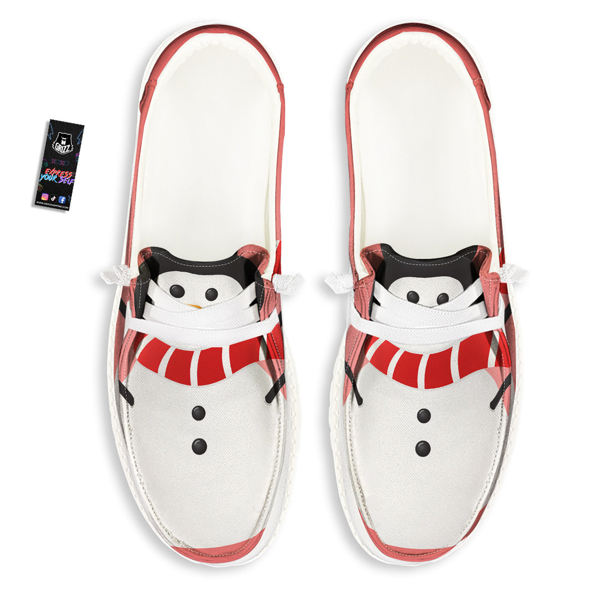 Snowman Cute Print White Loafers-grizzshop