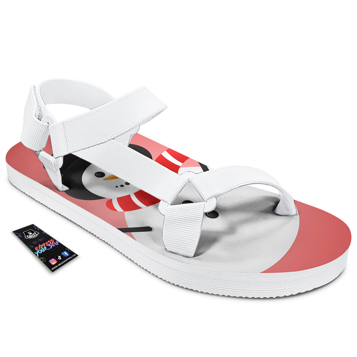Snowman Cute Print White Open Toe Sandals-grizzshop
