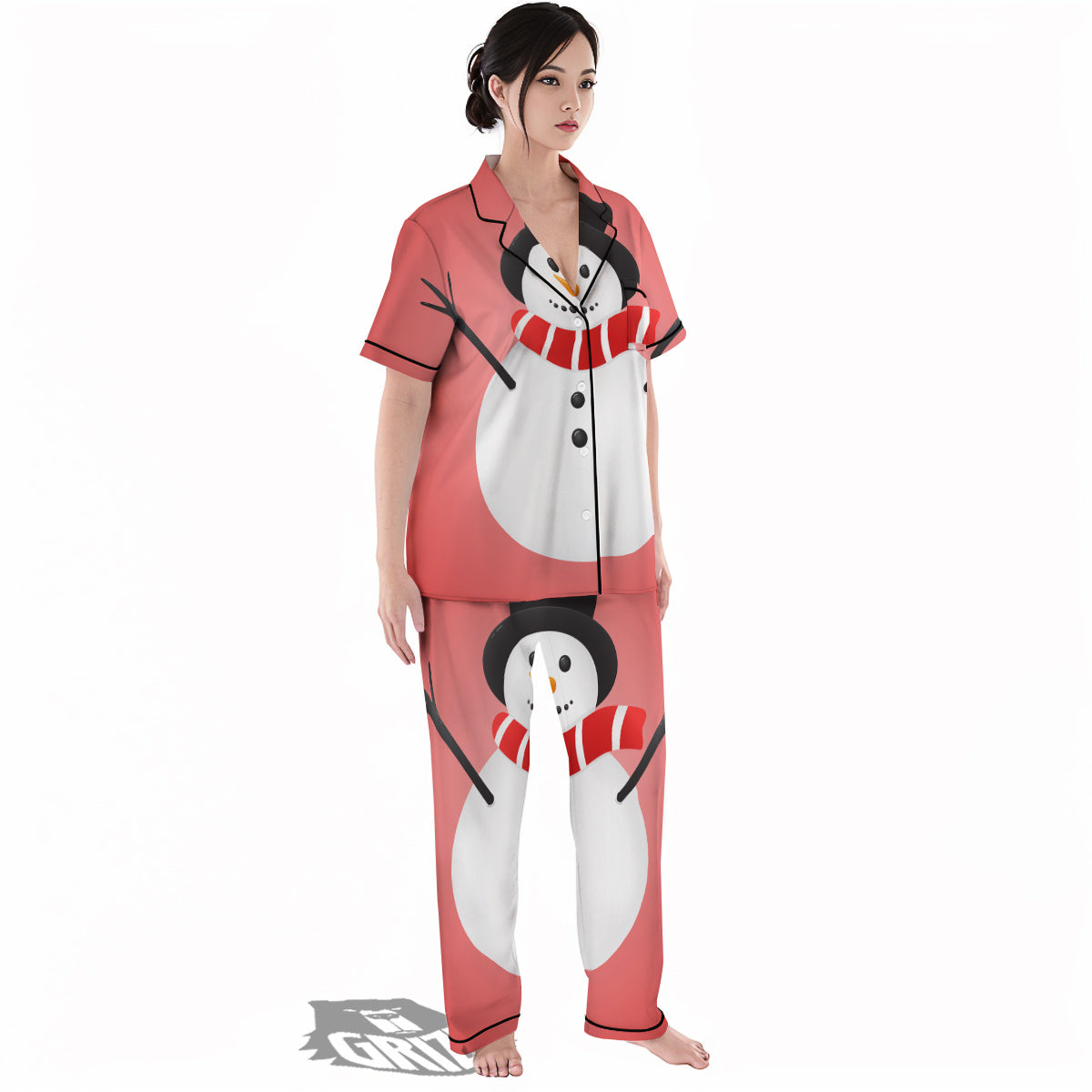 Snowman Cute Print Women's Pajamas Set-grizzshop
