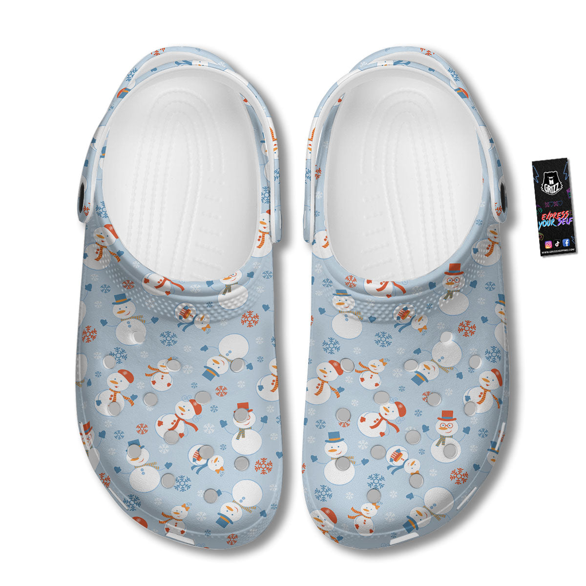 Snowman Holiday Print Pattern Clog-grizzshop