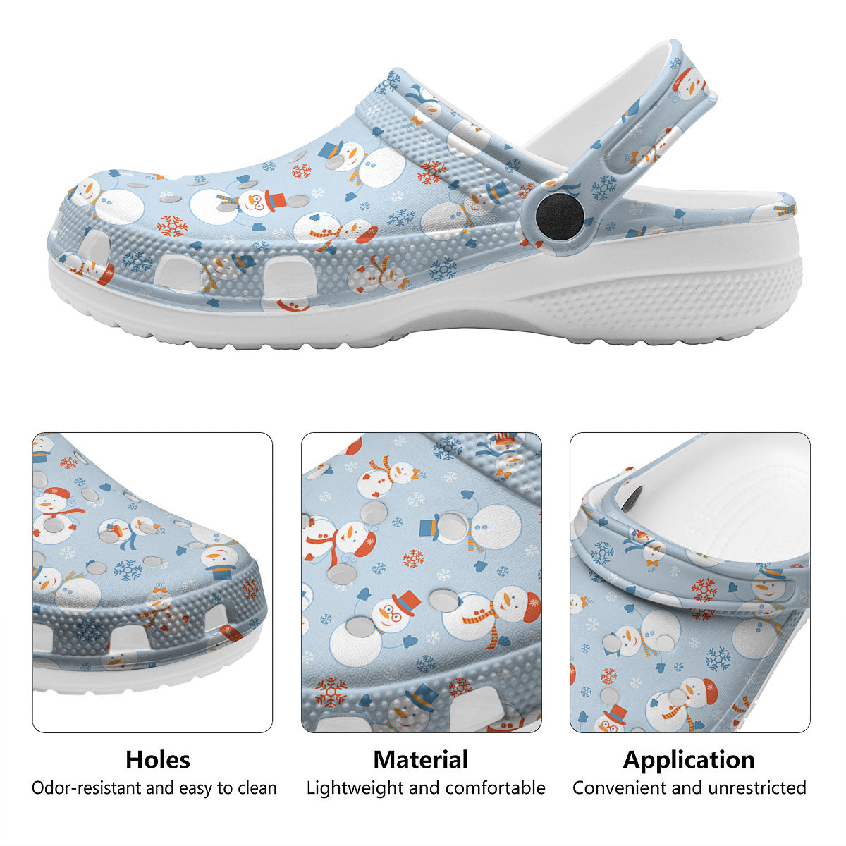 Snowman Holiday Print Pattern Clog-grizzshop