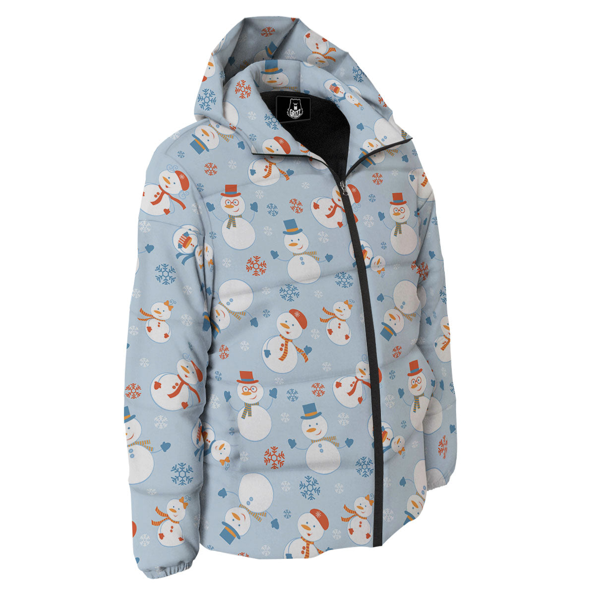Snowman Holiday Print Pattern Down Jacket-grizzshop