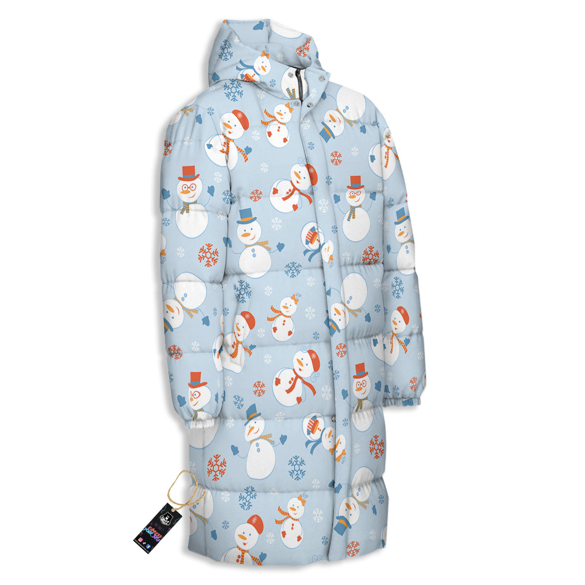 Snowman Holiday Print Pattern Long Down Jacket-grizzshop