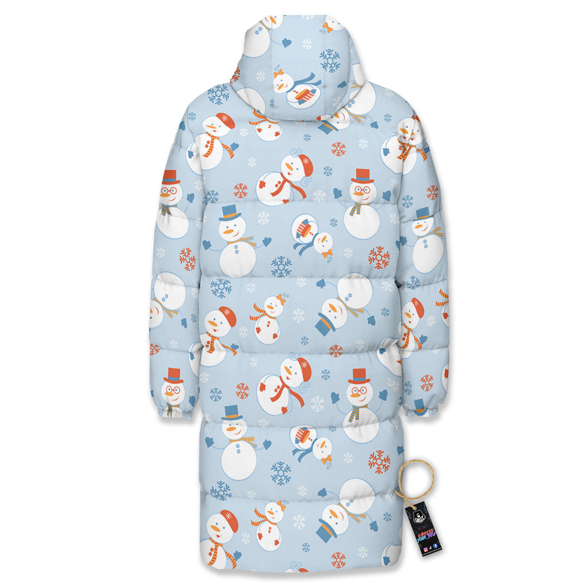 Snowman Holiday Print Pattern Long Down Jacket-grizzshop