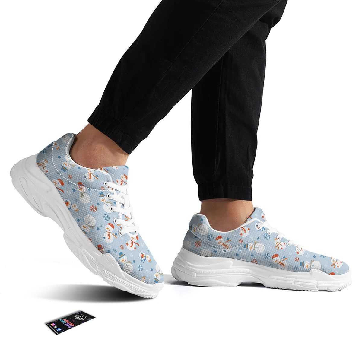 Snowman Holiday Print Pattern White Chunky Shoes-grizzshop