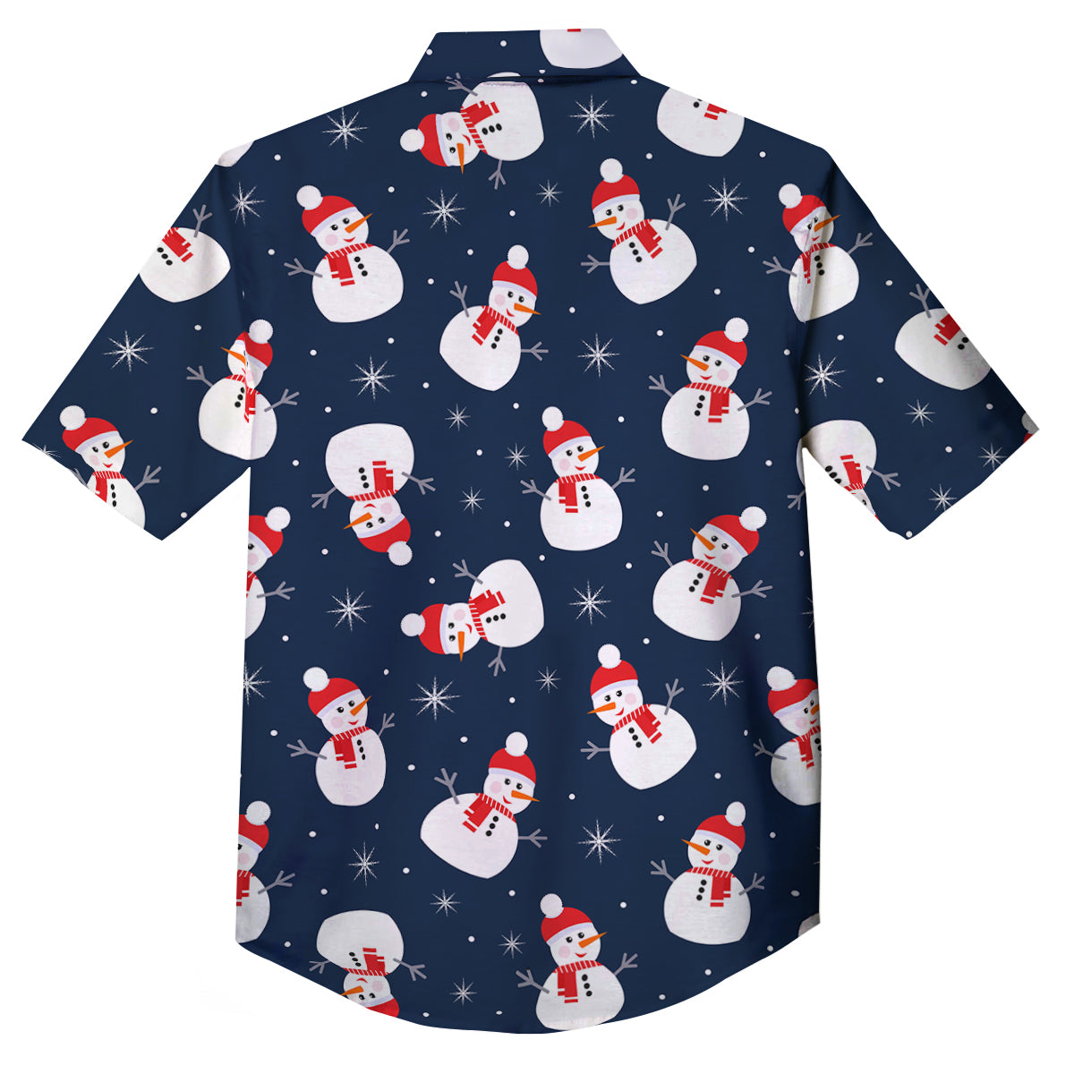 Snowman Print Pattern Button Up Shirt-grizzshop