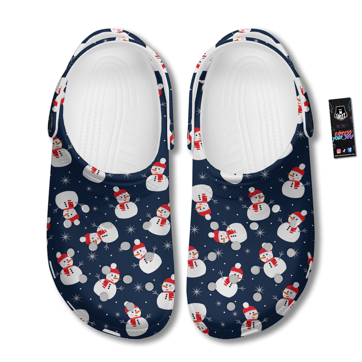 Snowman Print Pattern Clog-grizzshop