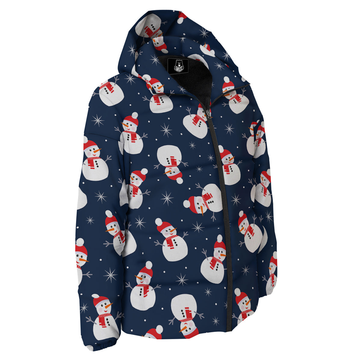 Snowman Print Pattern Down Jacket-grizzshop