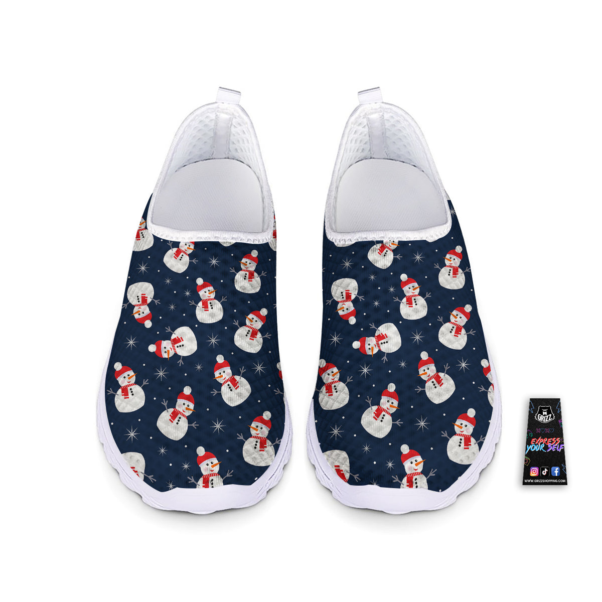 Snowman Print Pattern Nurse Shoes-grizzshop