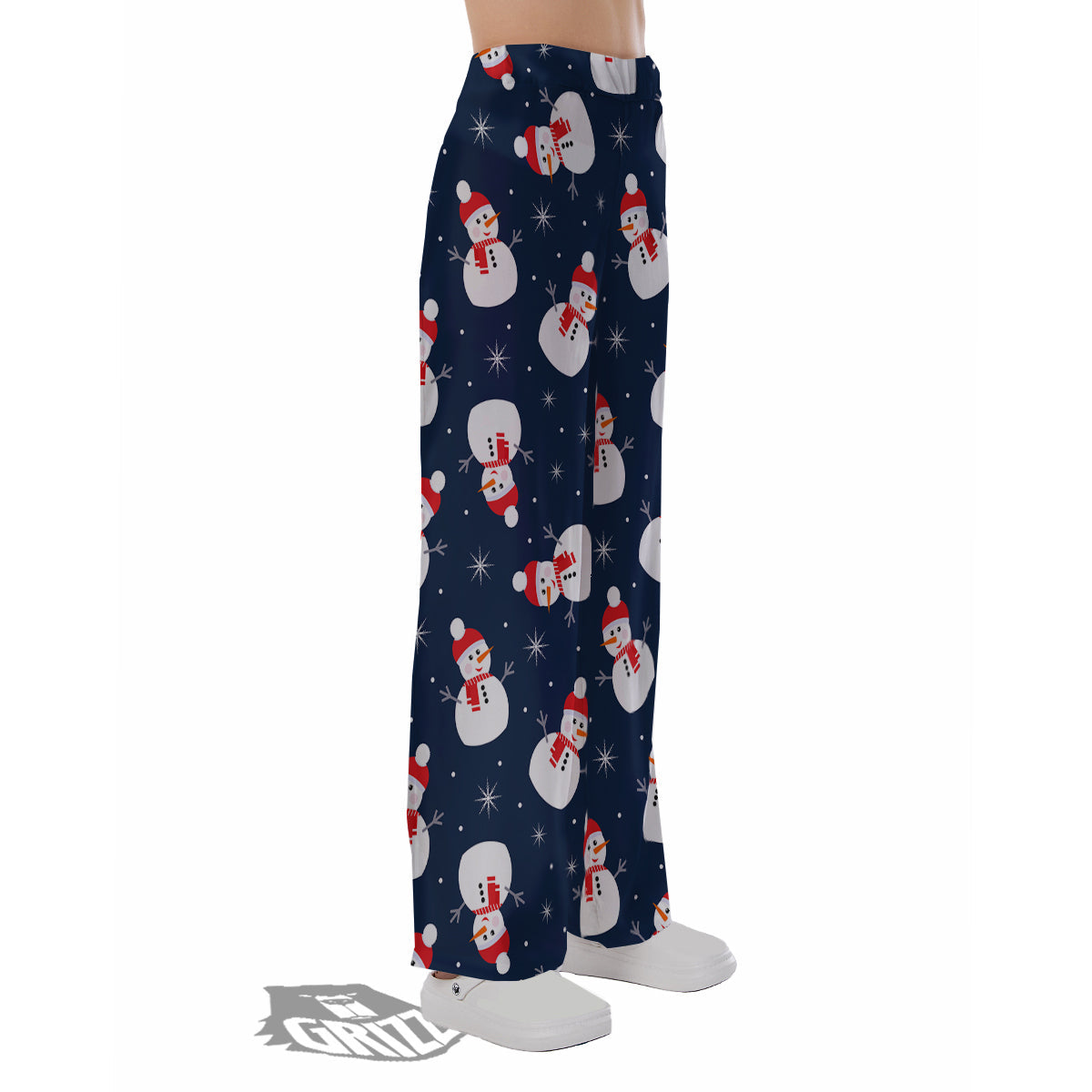 Snowman Print Pattern Pajama Pants-grizzshop