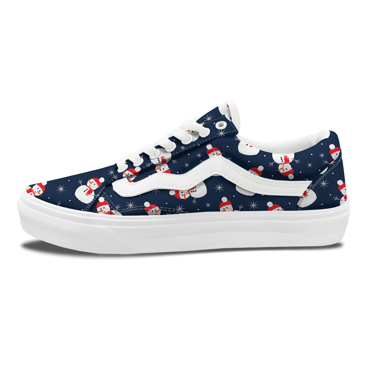Snowman Print Pattern Skate Shoes-grizzshop