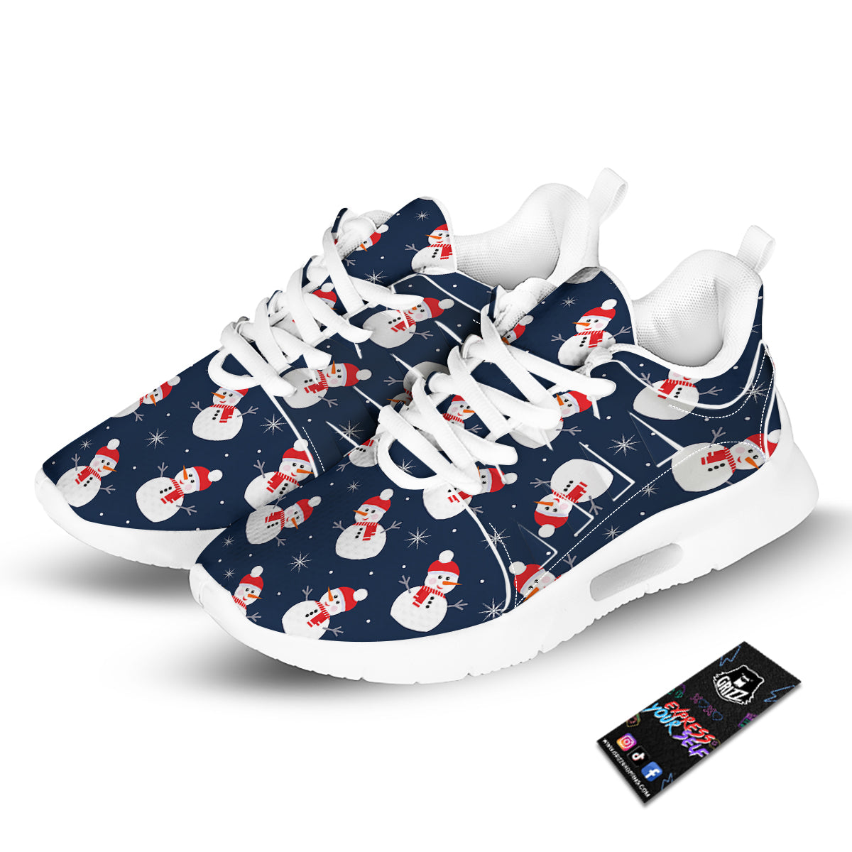 Snowman Print Pattern Tennis Shoes-grizzshop