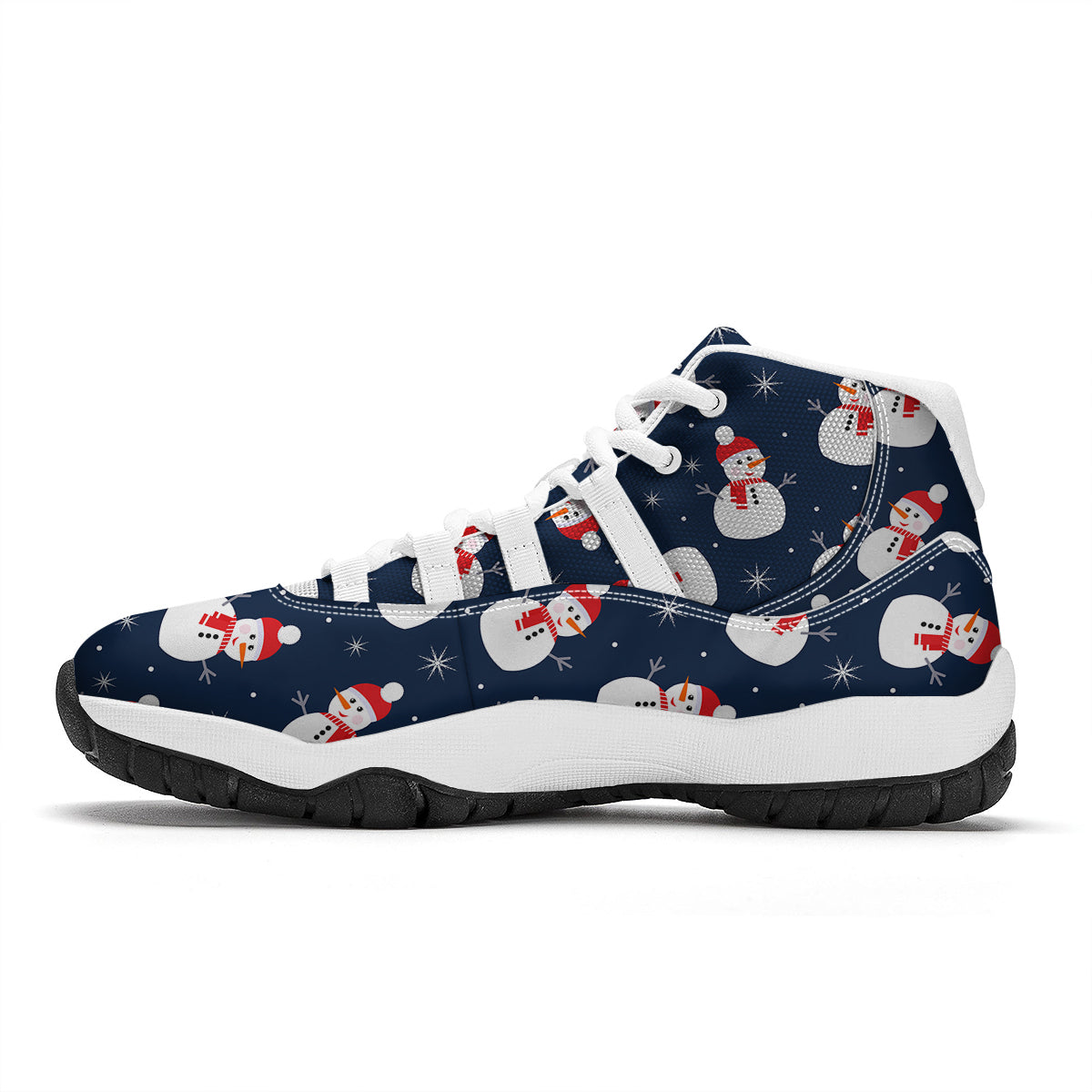 Snowman Print Pattern White Bball Shoes-grizzshop